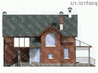 E-129-1P проект двухэтажного коттеджа из газобетона размером 14 на 8  - вид слева