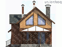 E-129-1P проект двухэтажного коттеджа из газобетона размером 14 на 8  - вид сзади