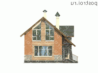 E-129-2P проект двухэтажного коттеджа из газобетона размером 14 на 8  - вид спереди