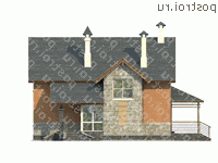 E-129-2P проект двухэтажного коттеджа из газобетона размером 14 на 8  - вид слева