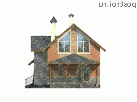 E-129-2P проект двухэтажного коттеджа из газобетона размером 14 на 8  - вид сзади