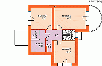 E-173-1P проект двухэтажного дома из пеноблоков размером 11 на 11 - 2-й этаж