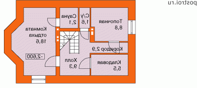 E-175-1K проект двухэтажного дома из кирпича с цоколем размером 9 на 9  - цоколь