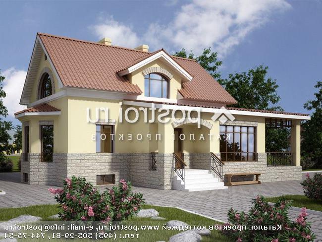 E-175-1K проект двухэтажного дома из кирпича с цоколем размером 9 на 9 