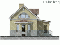 E-175-1K проект двухэтажного дома из кирпича с цоколем размером 9 на 9  - вид справа