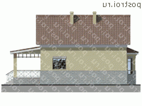 E-175-1K проект двухэтажного дома из кирпича с цоколем размером 9 на 9  - вид сзади