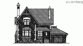 E-177-1P проект двухэтажного дома из пеноблоков с гаражом размером 10 на 13  - вид спереди