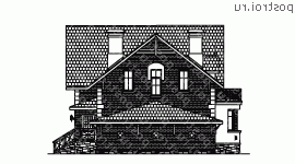 E-177-1P проект двухэтажного дома из пеноблоков с гаражом размером 10 на 13  - вид слева