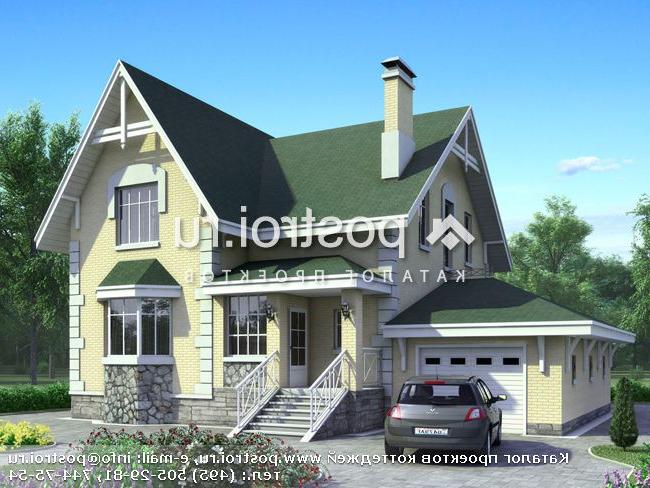 E-177-1P проект двухэтажного дома из пеноблоков с гаражом размером 10 на 13 