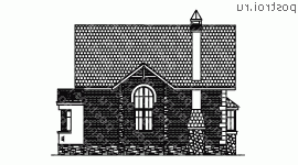 E-177-1P проект двухэтажного дома из пеноблоков с гаражом размером 10 на 13  - вид справа