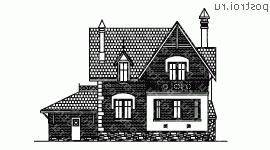 E-177-1P проект двухэтажного дома из пеноблоков с гаражом размером 10 на 13  - вид сзади