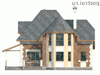 E-193-1P проект двухэтажного коттеджа из пенобетона размером 12 на 12 - вид сзади E-193-1P проект двухэтажного коттеджа из пенобетона размером 12 на 12 - вид сзади