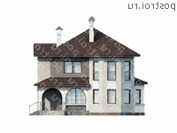 E-205-1P проект двухэтажного дома из пенобетона размером 14 на 11  - вид спереди