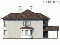 E-205-1P проект двухэтажного дома из пенобетона размером 14 на 11  - вид слева