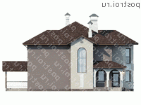 E-205-1P проект двухэтажного дома из пенобетона размером 14 на 11  - вид справа