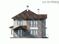 E-205-1P проект двухэтажного дома из пенобетона размером 14 на 11  - вид сзади