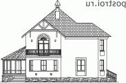 E-230-1P проект двухэтажного дома из газобетона размером 14 на 12  - вид справа