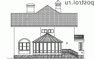 E-230-1P проект двухэтажного дома из газобетона размером 14 на 12  - вид сзади