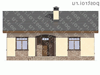 F-083-1P проект одноэтажного дома из пеноблока размером 9 на 13  - вид спереди