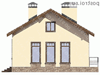 F-083-1P проект одноэтажного дома из пеноблока размером 9 на 13  - вид слева