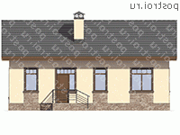 F-083-1P проект одноэтажного дома из пеноблока размером 9 на 13  - вид сзади