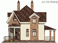 F-093-1P проект двухэтажного коттеджа из пенобетона размером 8 на 8  - вид спереди