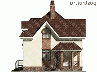 F-093-1P проект двухэтажного коттеджа из пенобетона размером 8 на 8  - вид слева