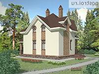 F-093-1P проект двухэтажного коттеджа из пенобетона размером 8 на 8 