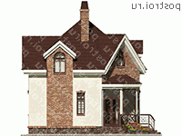 F-093-1P проект двухэтажного коттеджа из пенобетона размером 8 на 8  - вид справа