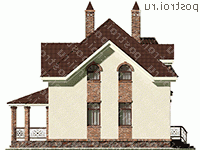 F-093-1P проект двухэтажного коттеджа из пенобетона размером 8 на 8  - вид сзади