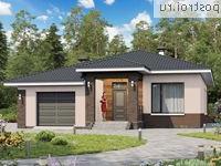 F-128-1P проект одноэтажного коттеджа из газобетона с гаражом размером 11 на 19 