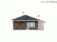 F-128-1P проект одноэтажного коттеджа из газобетона с гаражом размером 11 на 19  - вид сзади