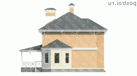 F-133-1P проект двухэтажного дома из газобетона с гаражом размером 12 на 14 - вид справа