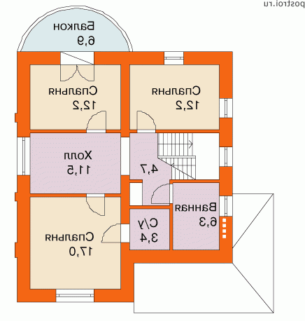 F-150-1P проект двухэтажного дома из газобетона размером 10 на 8 - 2-й этаж