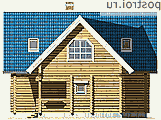 F-154-1D проект двухэтажного деревянного коттеджа из бревна размером 11 на 10  - вид слева