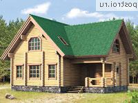 F-154-1D проект двухэтажного деревянного коттеджа из бревна размером 11 на 10 