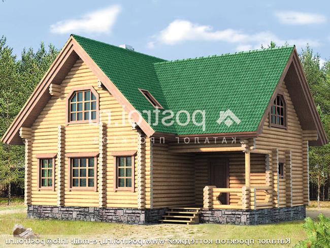 F-154-1D проект двухэтажного деревянного коттеджа из бревна размером 11 на 10 