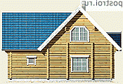 F-154-1D проект двухэтажного деревянного коттеджа из бревна размером 11 на 10  - вид сзади