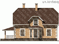 F-179-1P проект одноэтажного дома из пеноблоков с мансардой размером 13 на 9  - вид слева