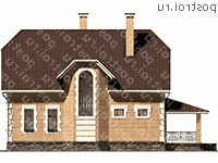 F-179-1P проект одноэтажного дома из пеноблоков с мансардой размером 13 на 9  - вид справа