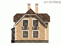 F-179-1P проект одноэтажного дома из пеноблоков с мансардой размером 13 на 9  - вид сзади