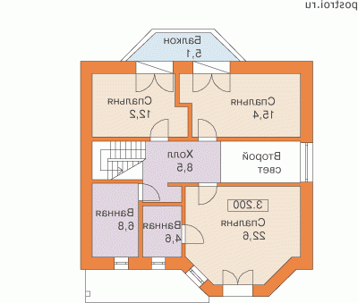 F-181-1P проект одноэтажного дома из пеноблоков с мансардой и гаражом размером 14 на 11 - мансарда
