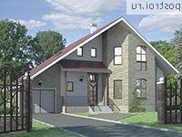 F-181-1P проект одноэтажного дома из пеноблоков с мансардой и гаражом размером 14 на 11