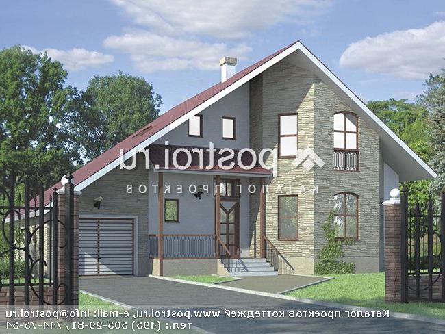 F-181-1P проект одноэтажного дома из пеноблоков с мансардой и гаражом размером 14 на 11