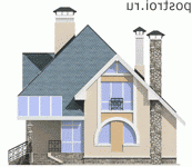 F-185-1P проект двухэтажного дома из пеноблоков размером 11 на 11 - вид спереди