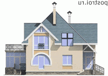 F-185-1P проект двухэтажного дома из пеноблоков размером 11 на 11 - вид справа