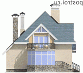 F-185-1P проект двухэтажного дома из пеноблоков размером 11 на 11 - вид сзади