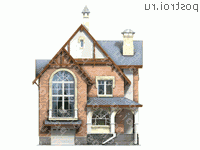 F-196-1P проект двухэтажного коттеджа из пенобетона с цоколем и мансардой и гаражом размером 11 на 10  - вид спереди