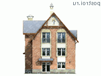 F-196-1P проект двухэтажного коттеджа из пенобетона с цоколем и мансардой и гаражом размером 11 на 10  - вид сзади