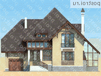 F-224-1P проект двухэтажного дома из газобетона с гаражом размером 11 на 16 - вид спереди